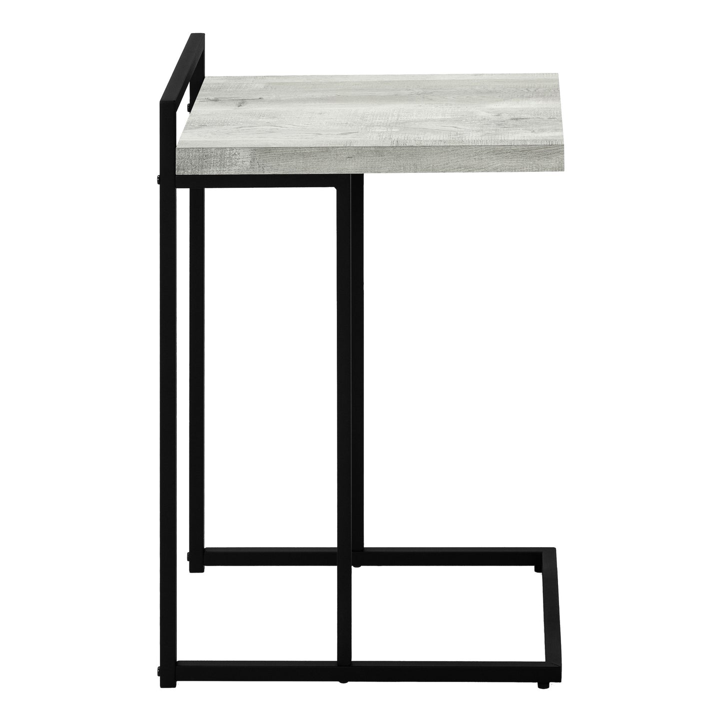 27" Gray and Black Distressed Reclaimed Wood and Metal End Table