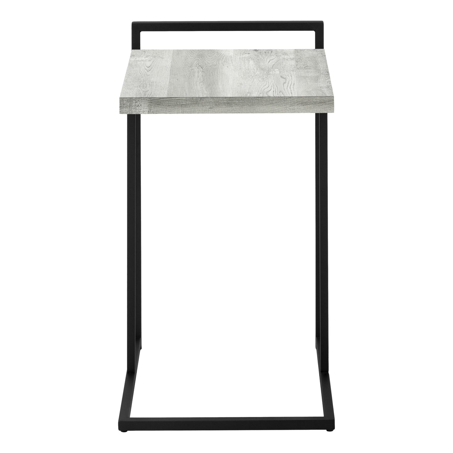 27" Gray and Black Distressed Reclaimed Wood and Metal End Table