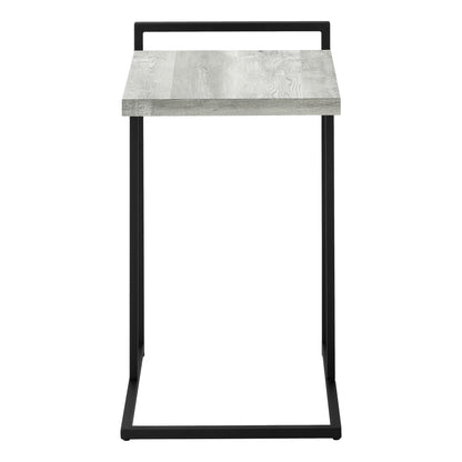 27" Gray and Black Distressed Reclaimed Wood and Metal End Table