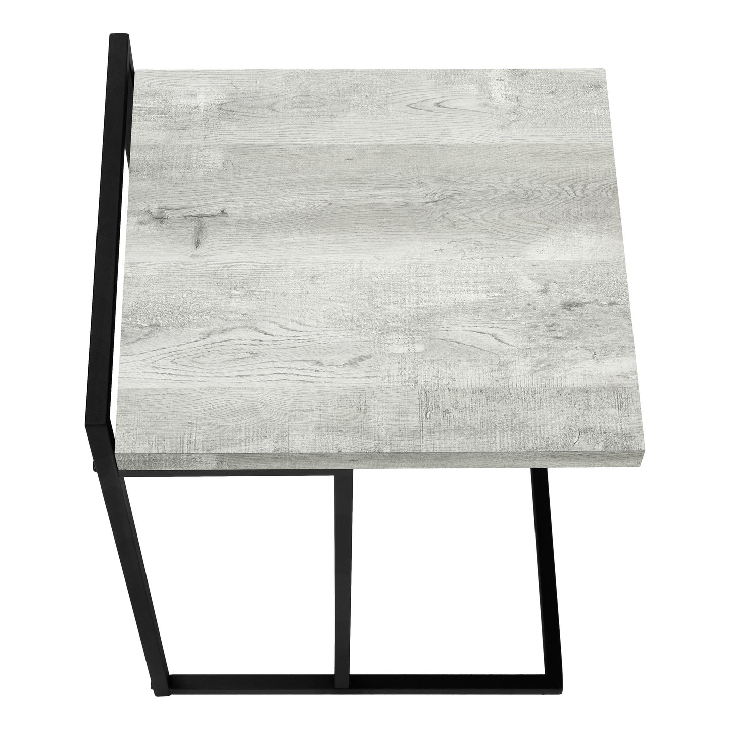 27" Gray and Black Distressed Reclaimed Wood and Metal End Table