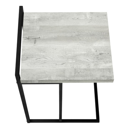 27" Gray and Black Distressed Reclaimed Wood and Metal End Table