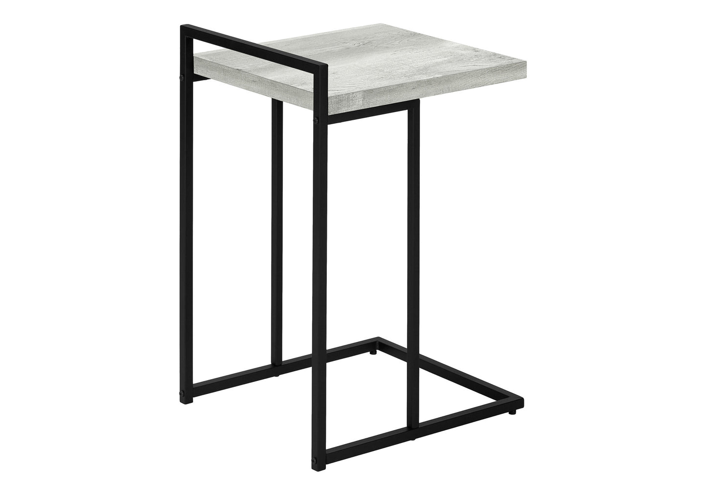27" Gray and Black Distressed Reclaimed Wood and Metal End Table