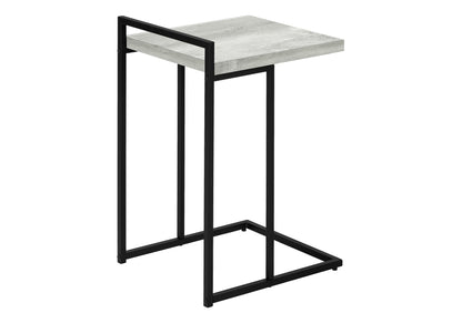 27" Gray and Black Distressed Reclaimed Wood and Metal End Table