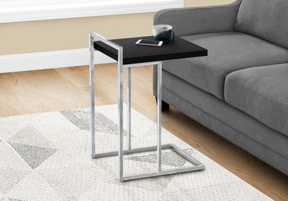 27" Black and Silver Wood and Metal End Table