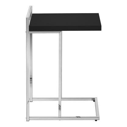 27" Black and Silver Wood and Metal End Table