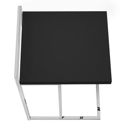 27" Black and Silver Wood and Metal End Table