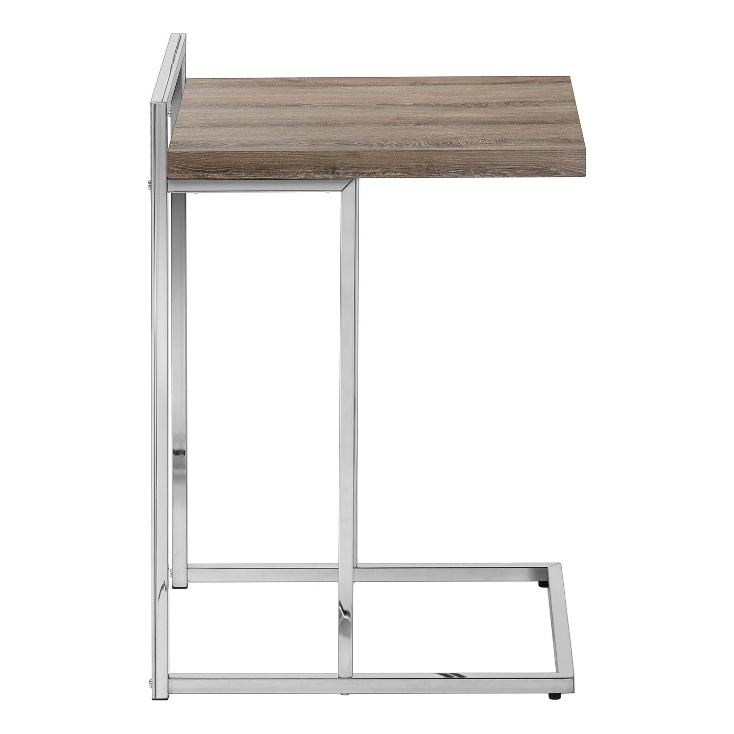 27" Taupe and Silver Wood and Metal End Table