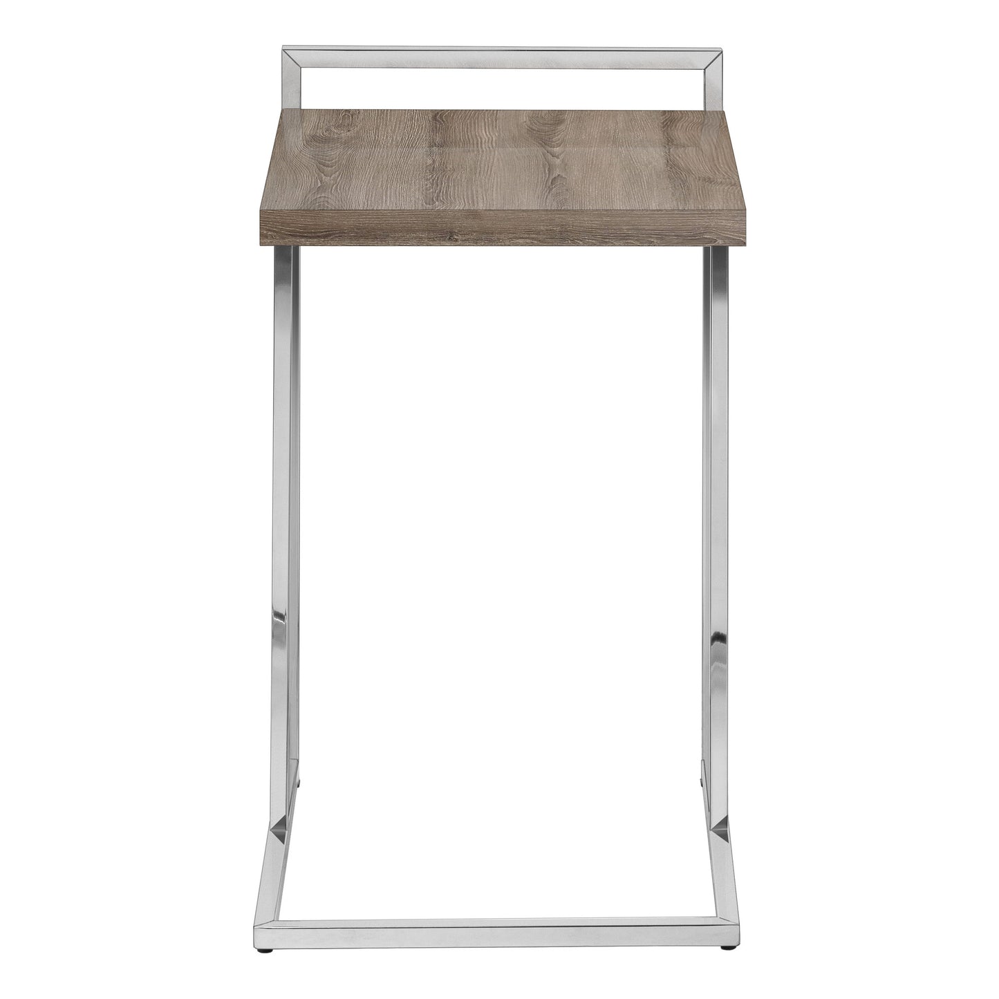27" Taupe and Silver Wood and Metal End Table
