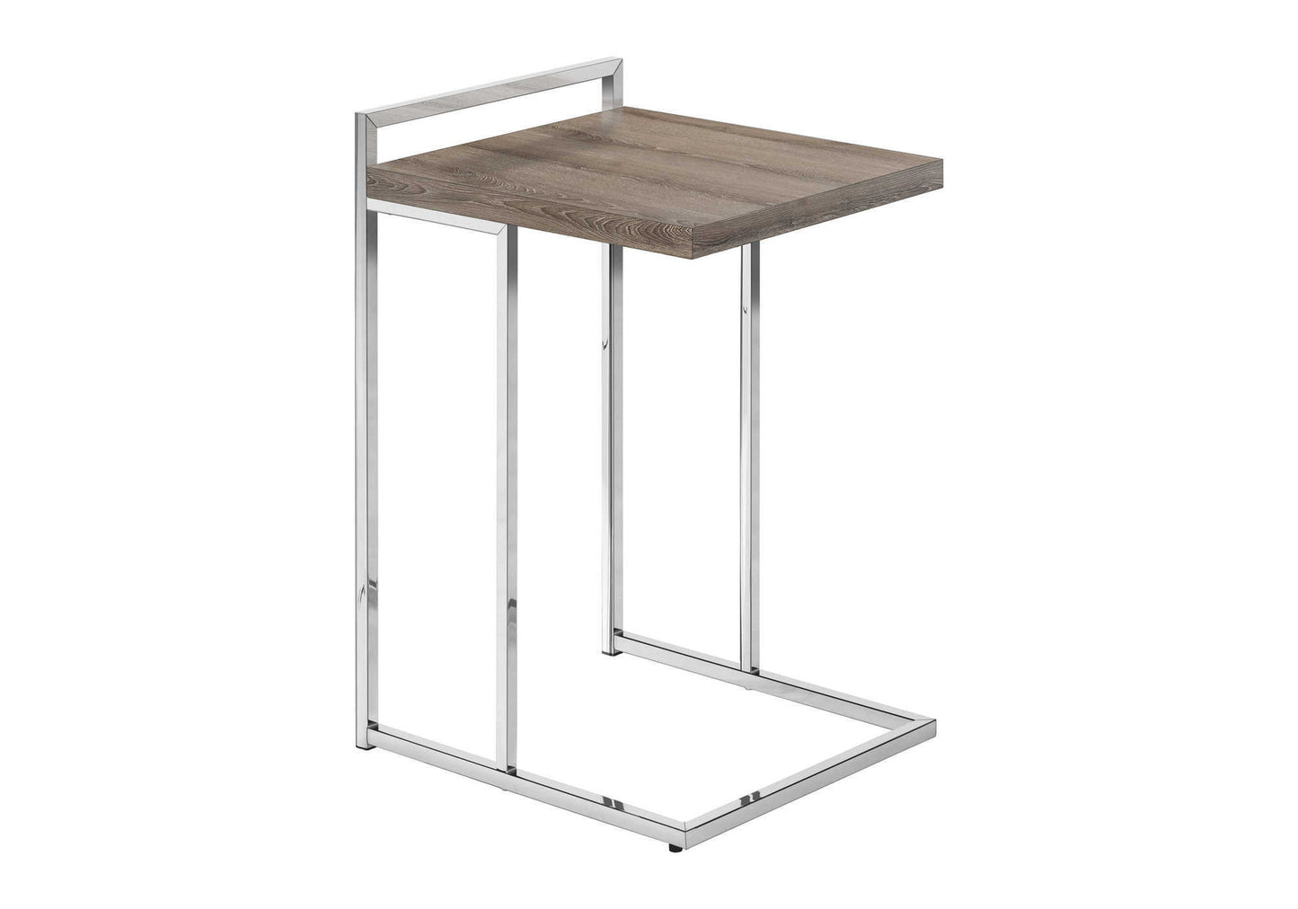 27" Taupe and Silver Wood and Metal End Table