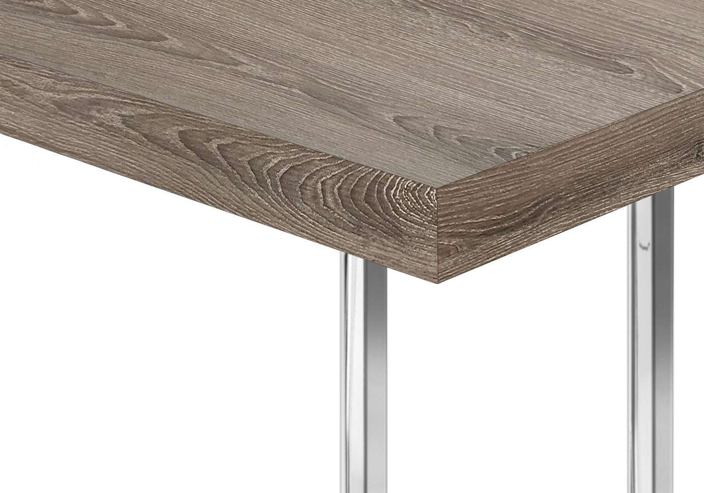 27" Taupe and Silver Wood and Metal End Table