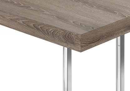 27" Taupe and Silver Wood and Metal End Table