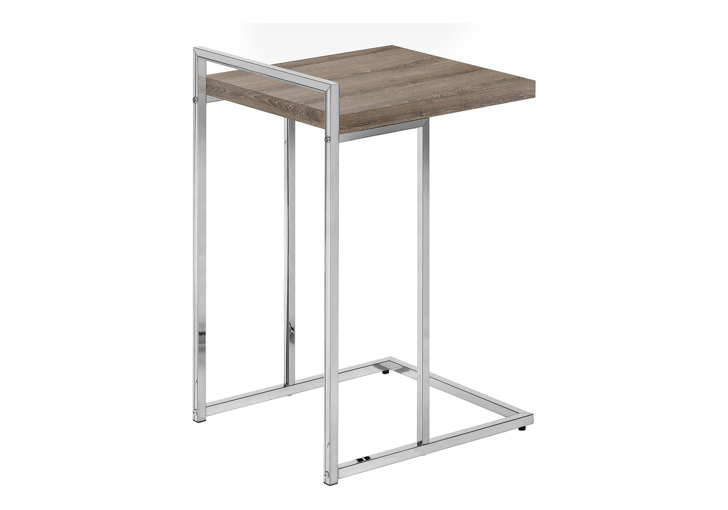 27" Taupe and Silver Wood and Metal End Table