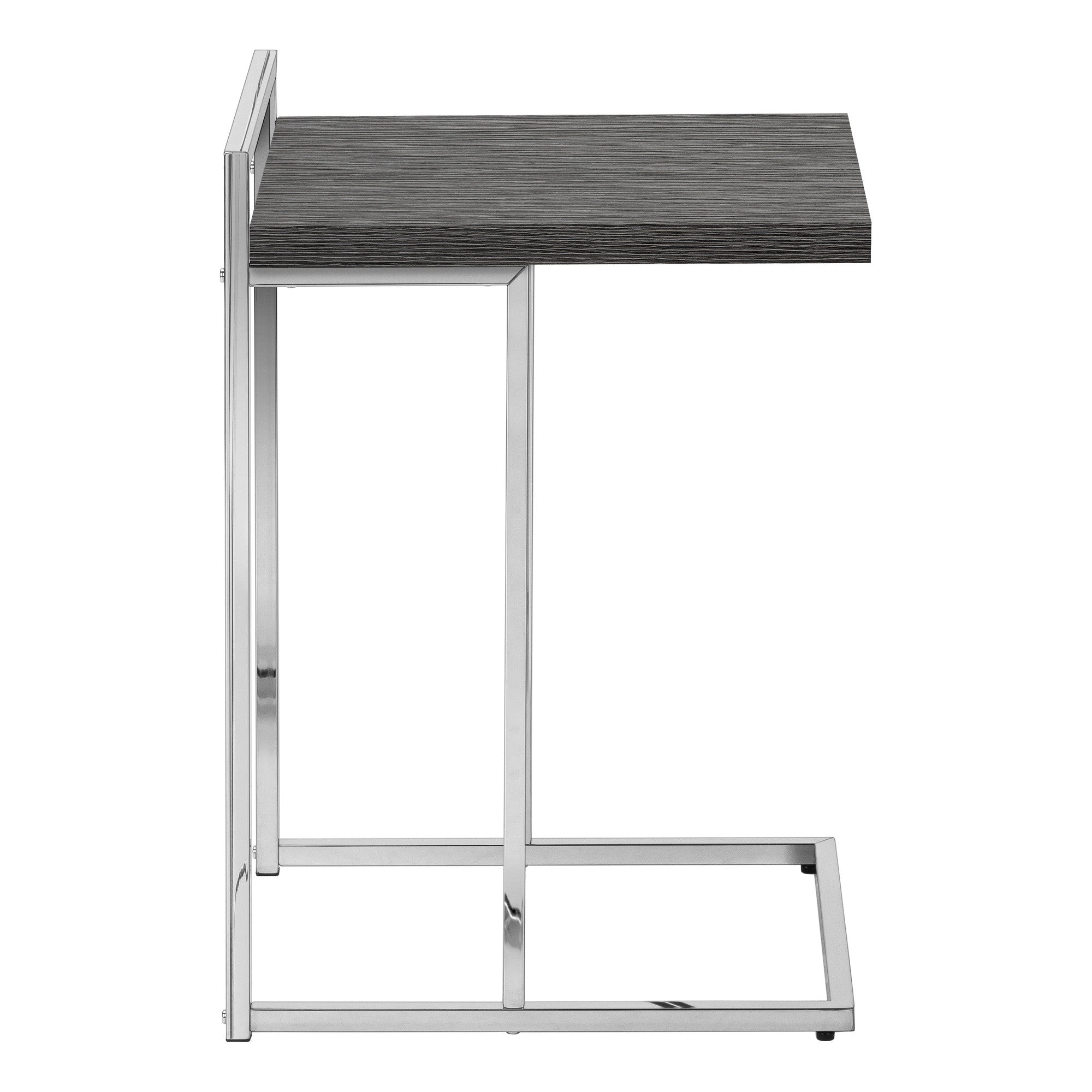 27" Gray and Silver Wood and Metal End Table