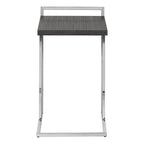 27" Gray and Silver Wood and Metal End Table