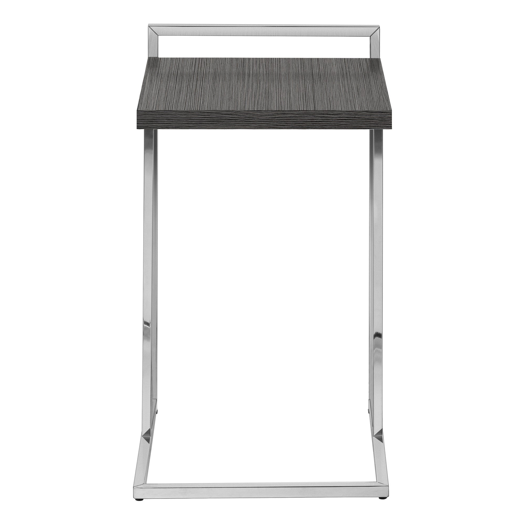 27" Gray and Silver Wood and Metal End Table