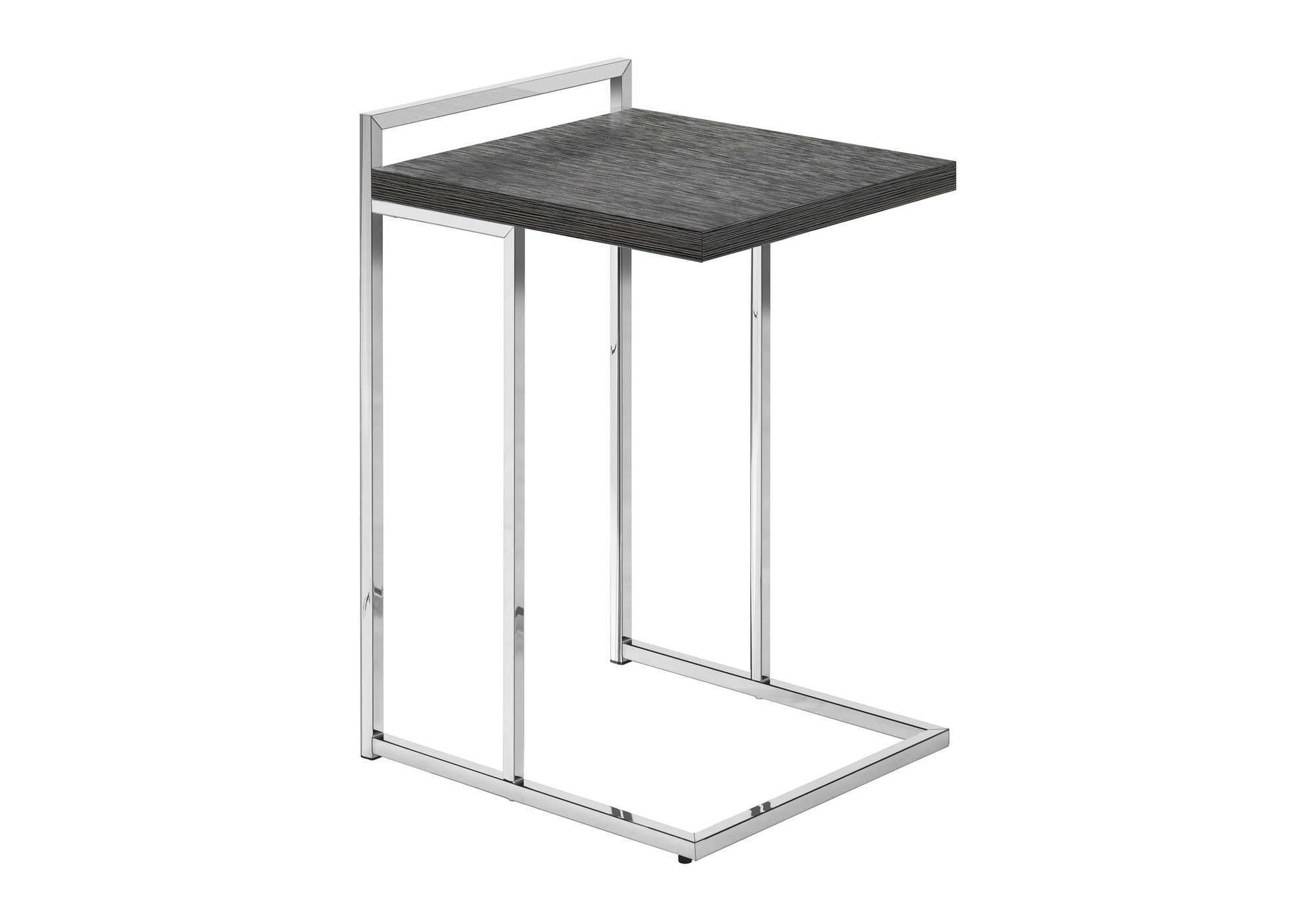 27" Gray and Silver Wood and Metal End Table