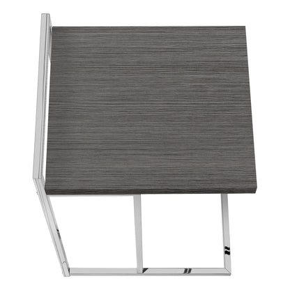 27" Gray and Silver Wood and Metal End Table