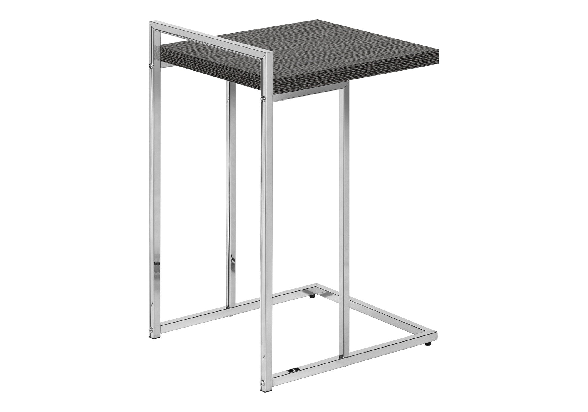 27" Gray and Silver Wood and Metal End Table