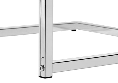 27" Gray and Silver Wood and Metal End Table