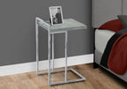 27" Gray and Silver Wood and Metal End Table