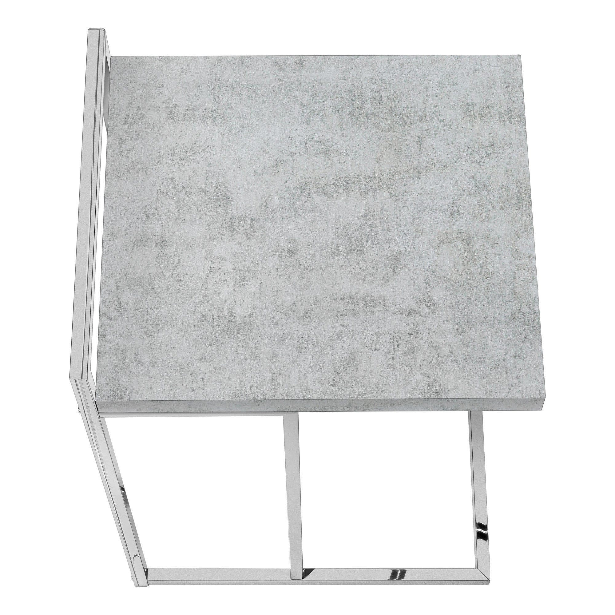 27" Gray and Silver Wood and Metal End Table