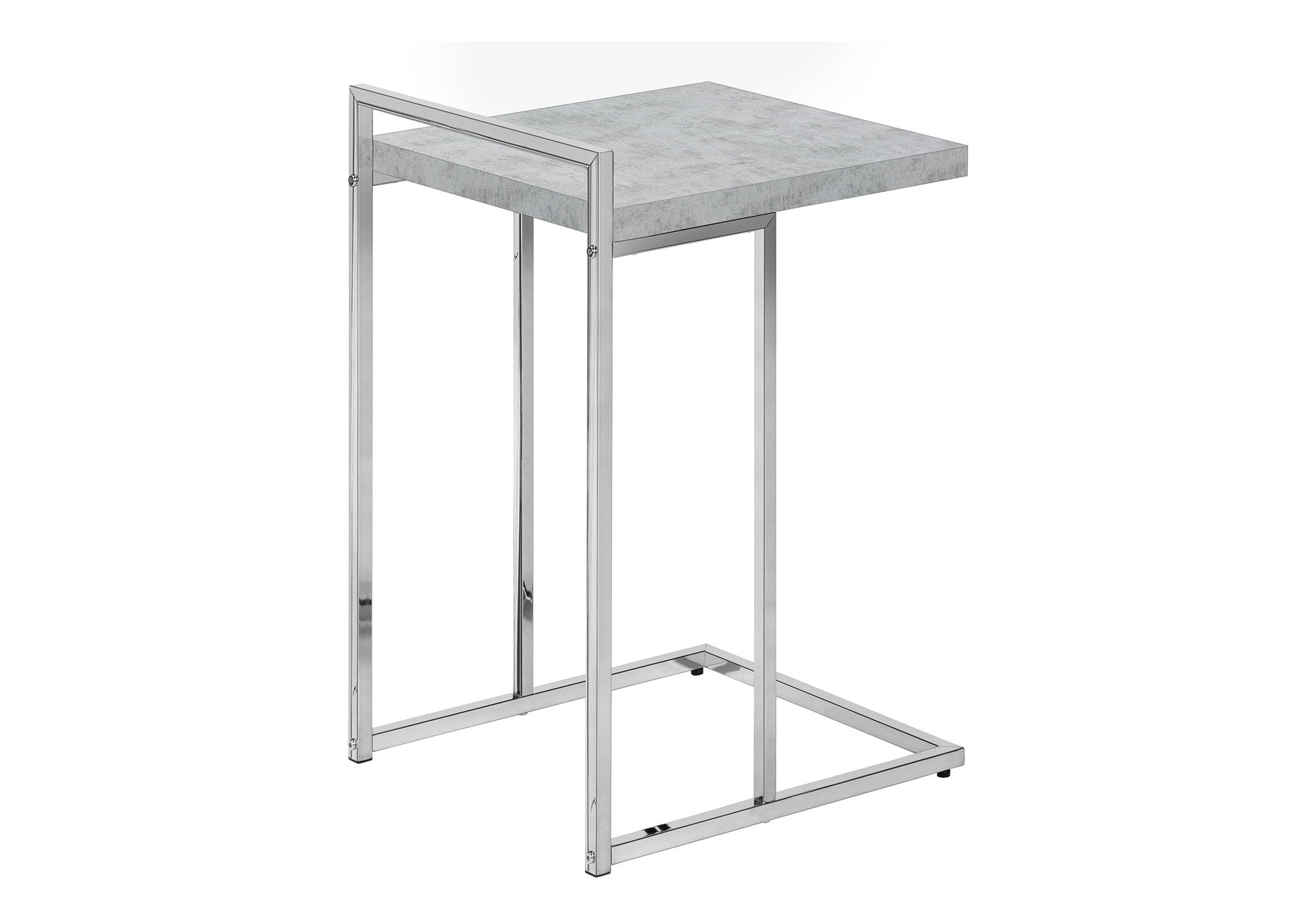27" Gray and Silver Wood and Metal End Table