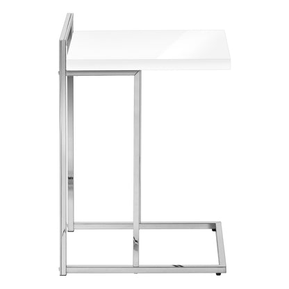 27" White and Silver Wood and Metal End Table