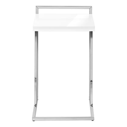 27" White and Silver Wood and Metal End Table