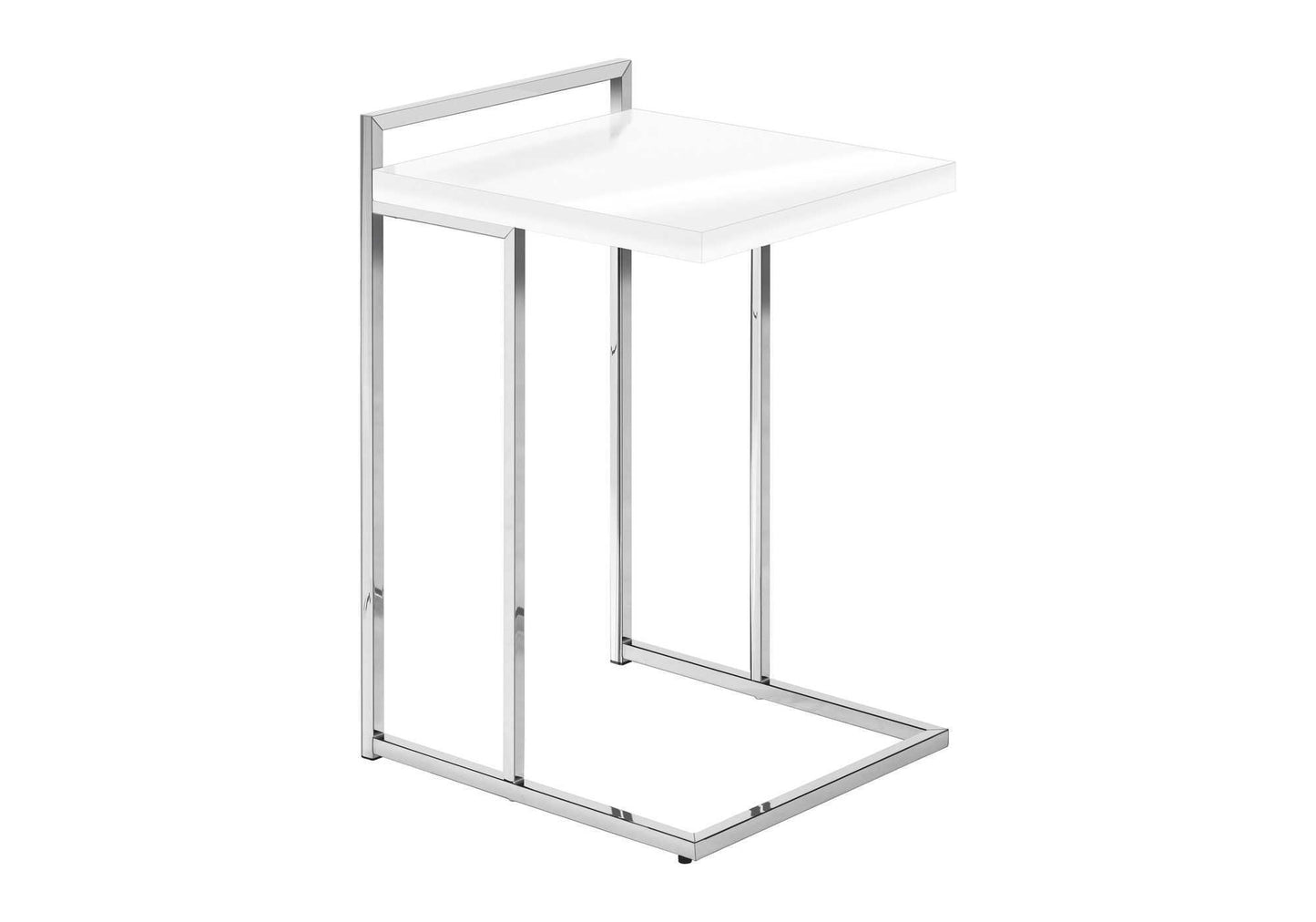27" White and Silver Wood and Metal End Table