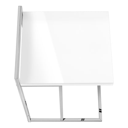 27" White and Silver Wood and Metal End Table