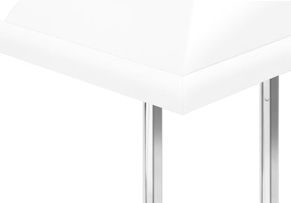 27" White and Silver Wood and Metal End Table