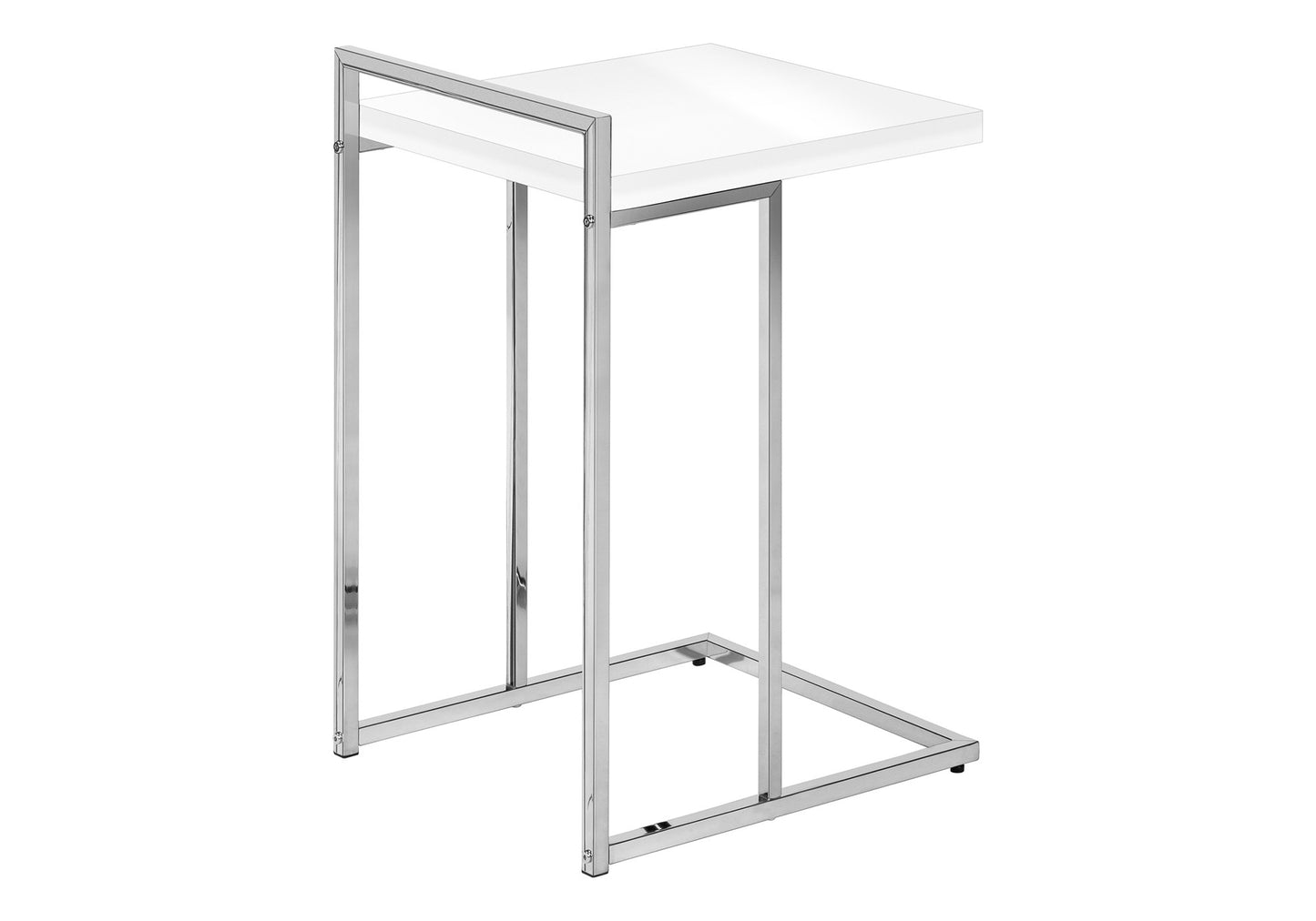 27" White and Silver Wood and Metal End Table