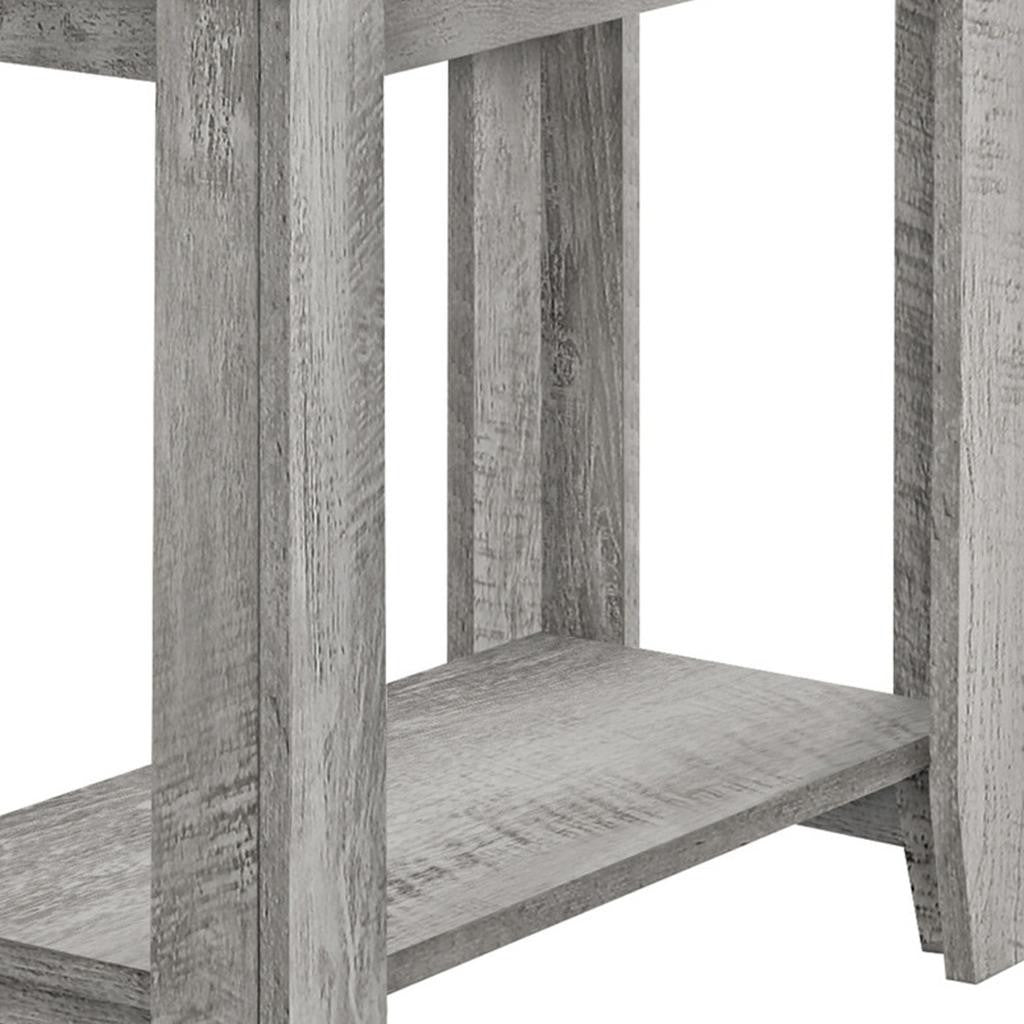 22" Gray Wood End Table With Shelf