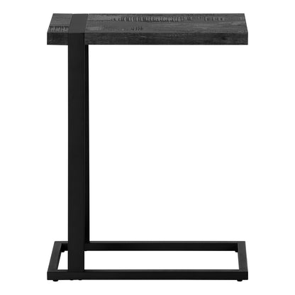 25" Black Distressed Wood and Metal End Table