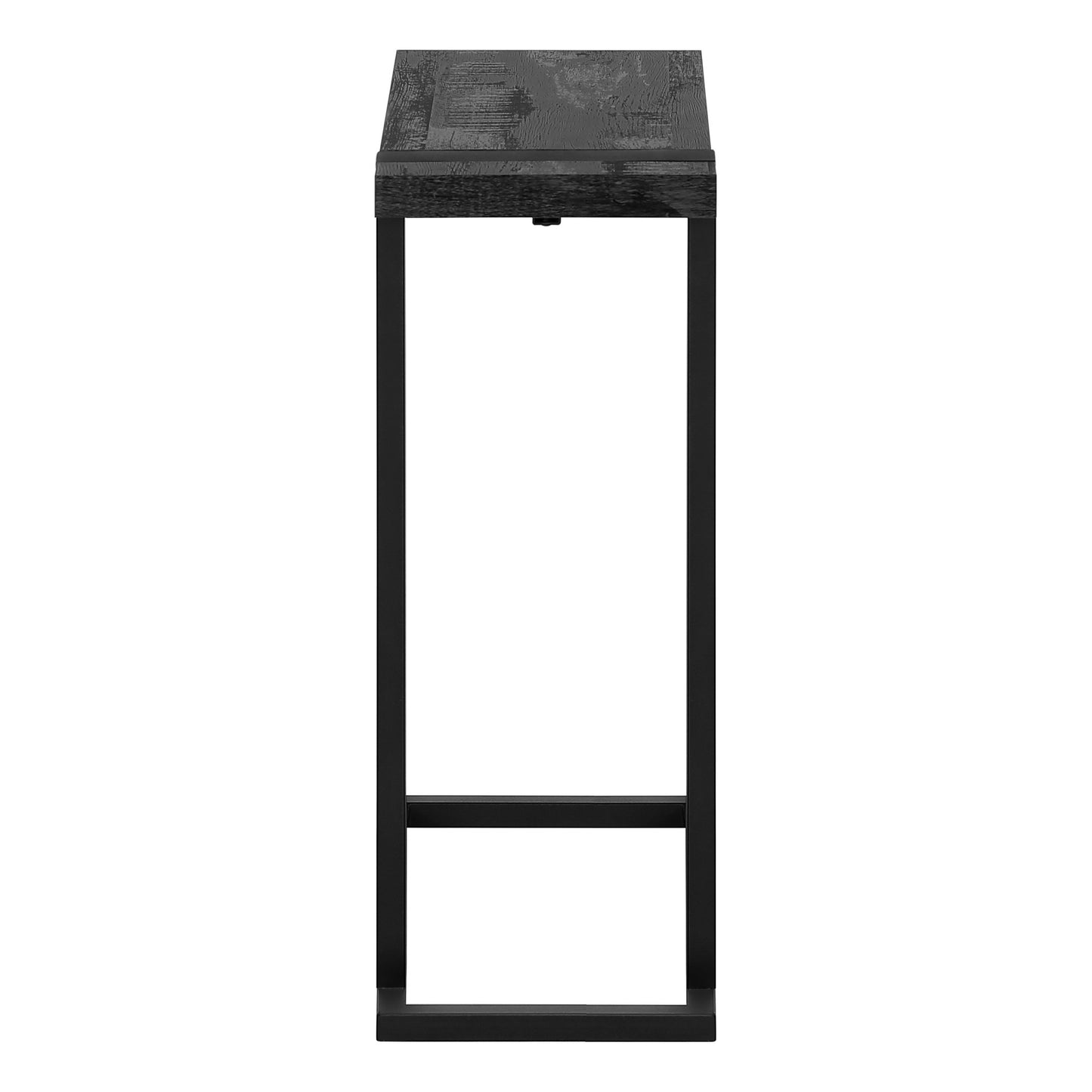 25" Black Distressed Wood and Metal End Table