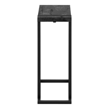25" Black Distressed Wood and Metal End Table