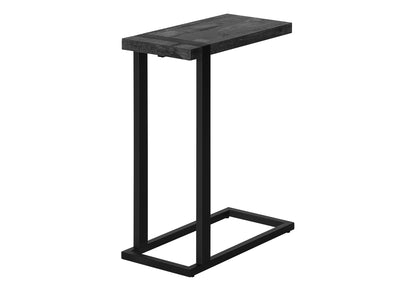 25" Black Distressed Wood and Metal End Table