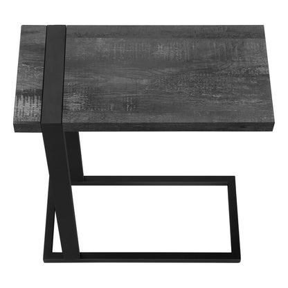 25" Black Distressed Wood and Metal End Table