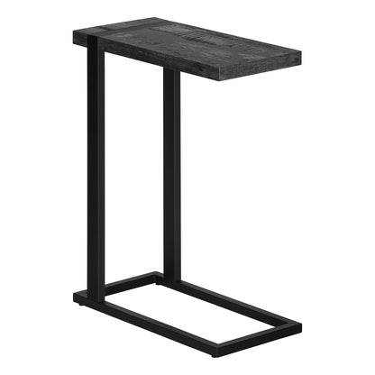 25" Black Distressed Wood and Metal End Table