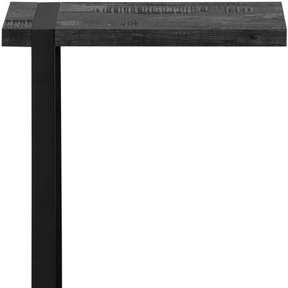 25" Black Distressed Wood and Metal End Table