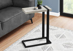 25" Gray and Black Distressed Wood and Metal End Table