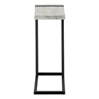 25" Gray and Black Distressed Wood and Metal End Table