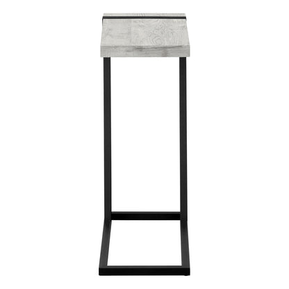25" Gray and Black Distressed Wood and Metal End Table