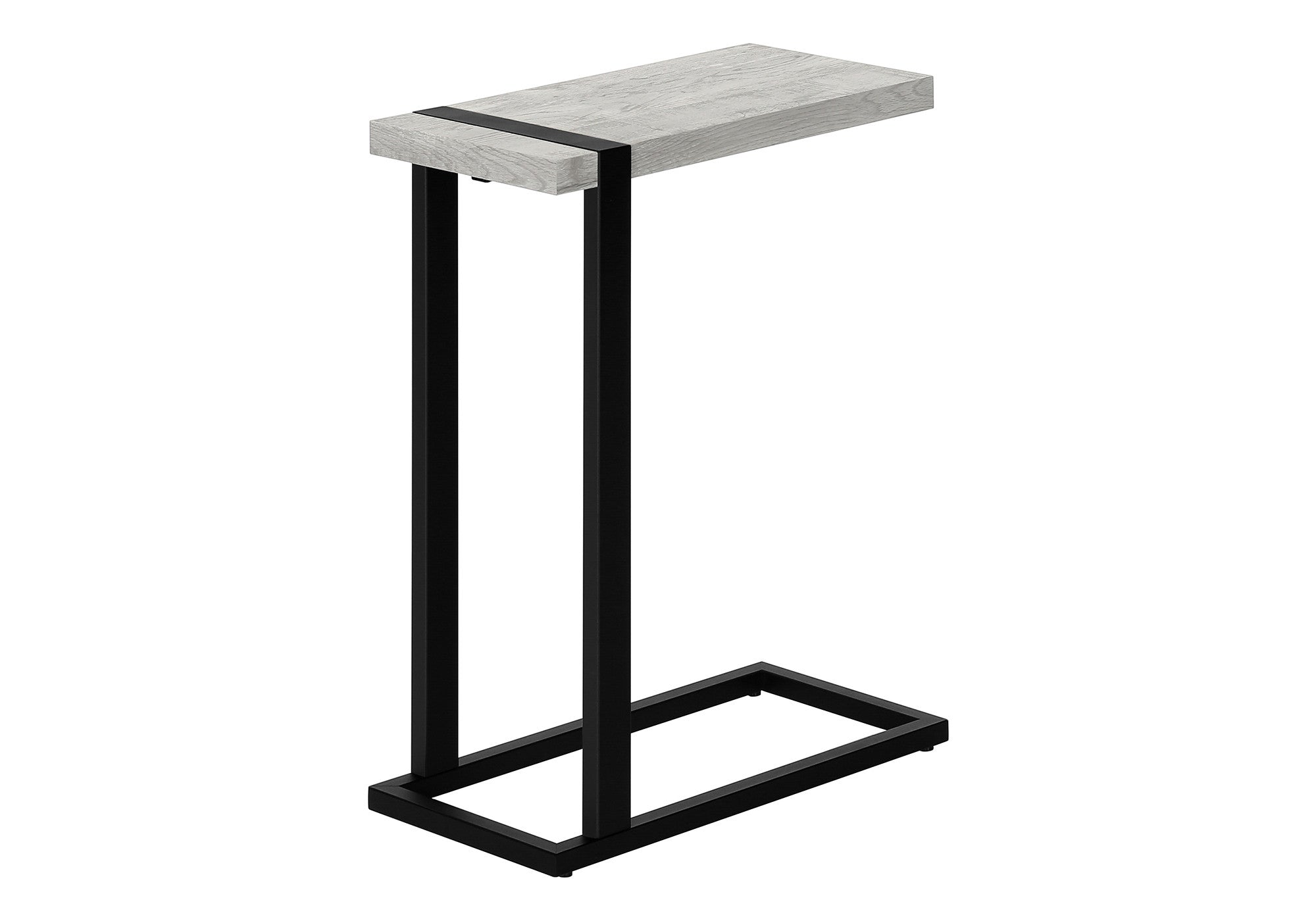 25" Gray and Black Distressed Wood and Metal End Table
