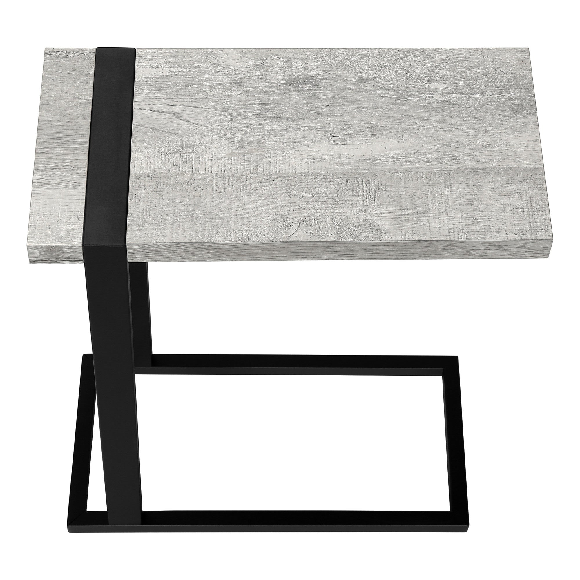 25" Gray and Black Distressed Wood and Metal End Table