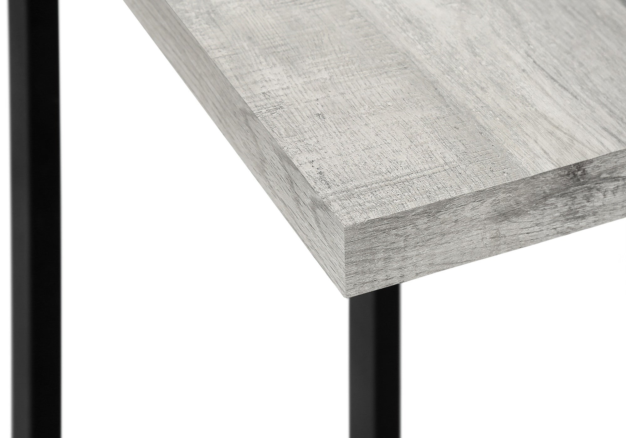 25" Gray and Black Distressed Wood and Metal End Table
