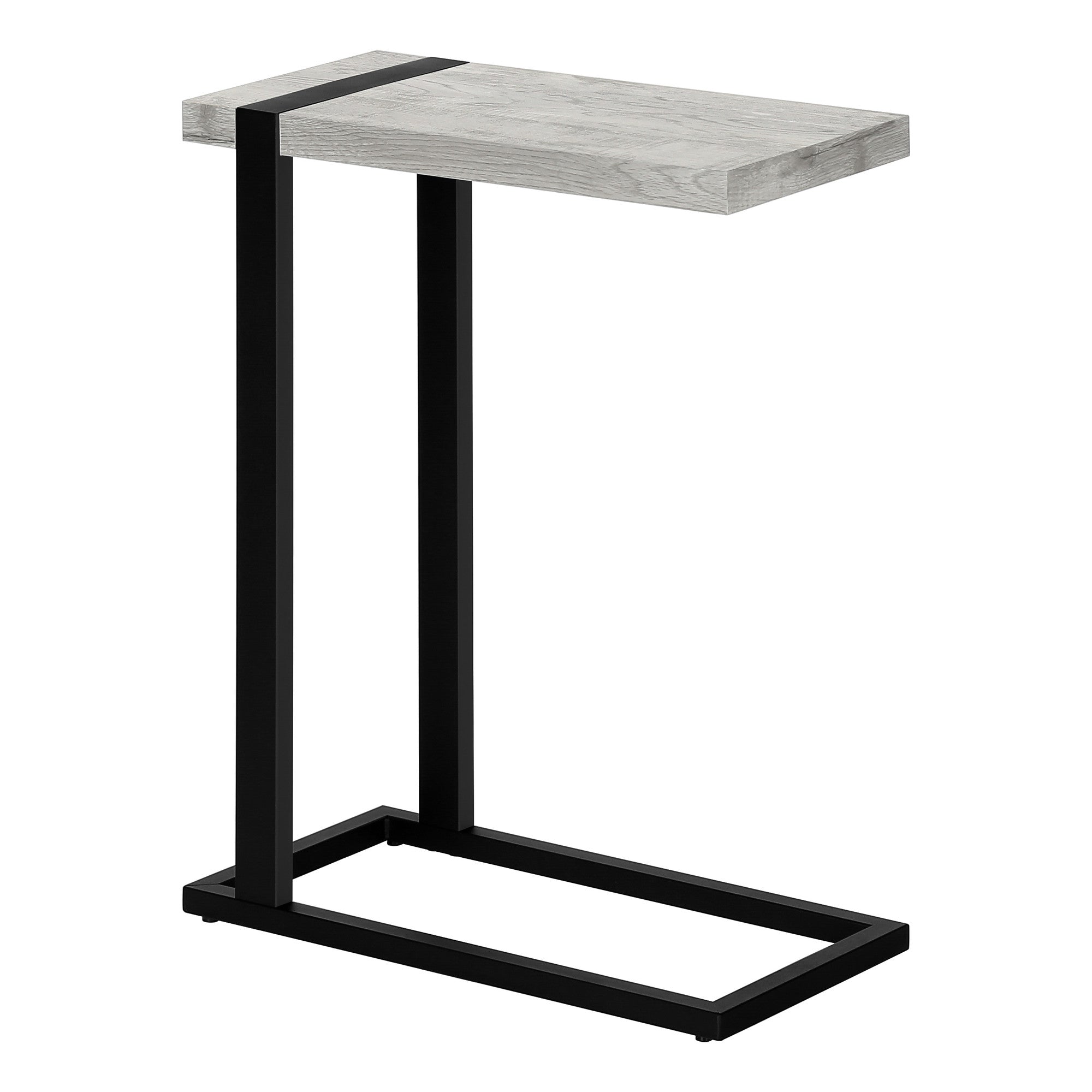 25" Gray and Black Distressed Wood and Metal End Table
