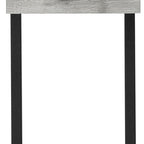25" Gray and Black Distressed Wood and Metal End Table