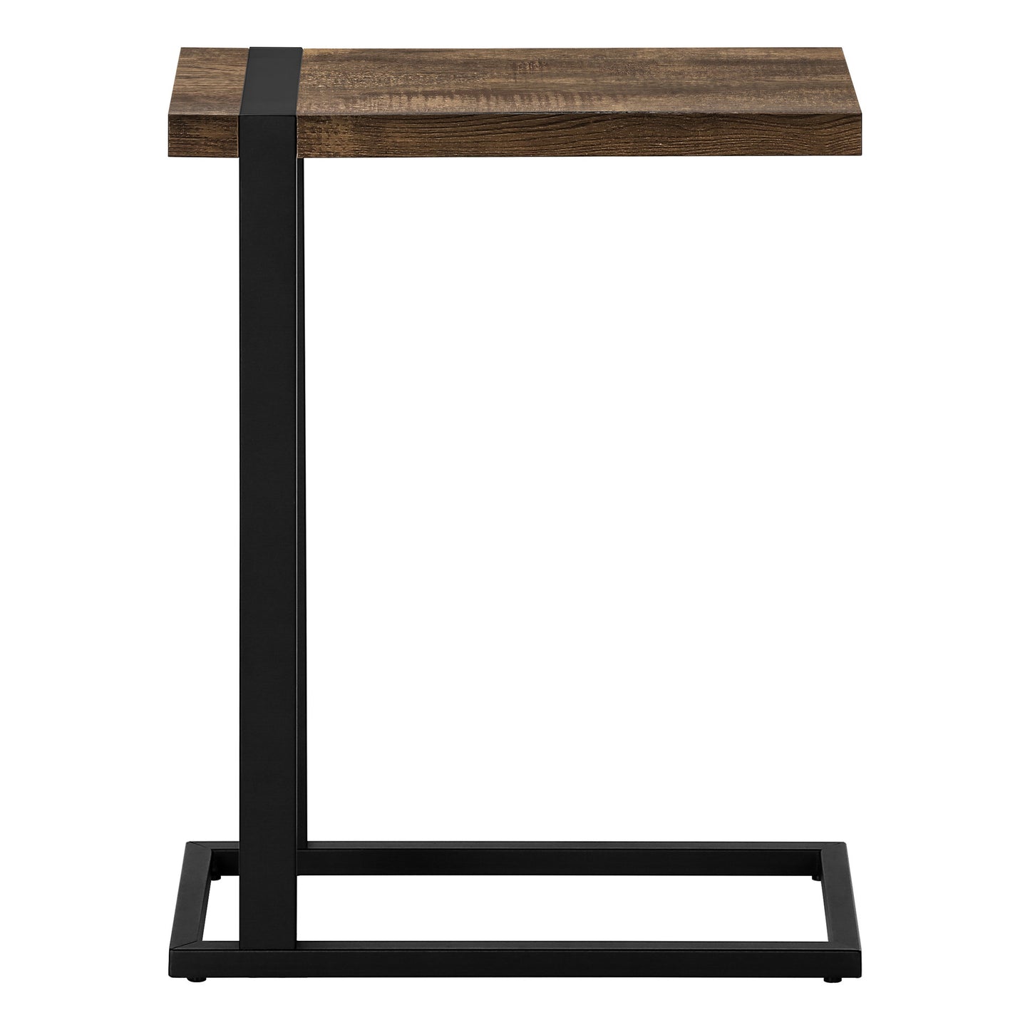 25" Brown and Black Distressed Wood and Metal End Table