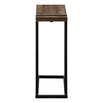 25" Brown and Black Distressed Wood and Metal End Table